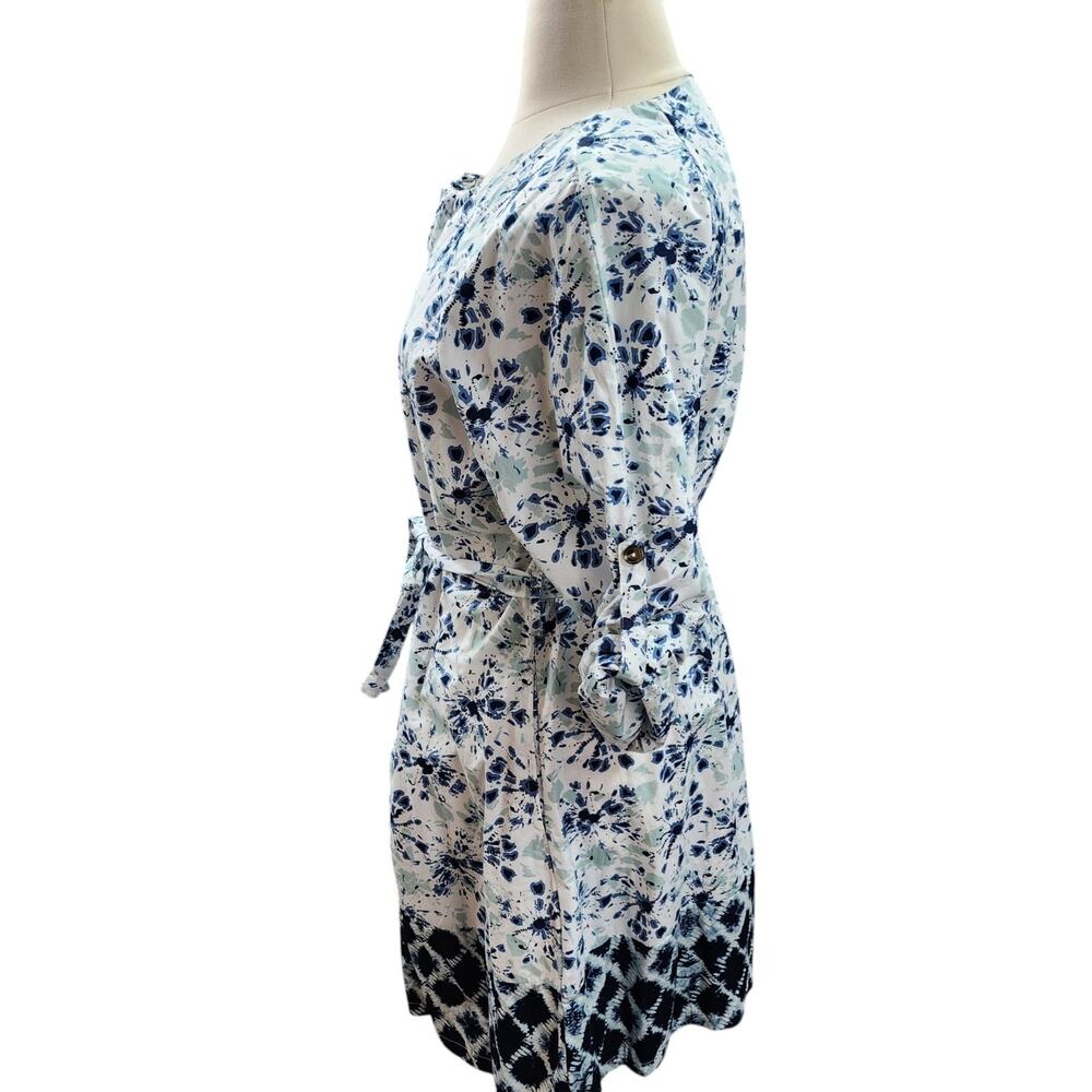 NWT Kaktus Women XXL Blue White Shibori Tie Dye Dress Button Up Pockets Tie Belt - Picture 4 of 13